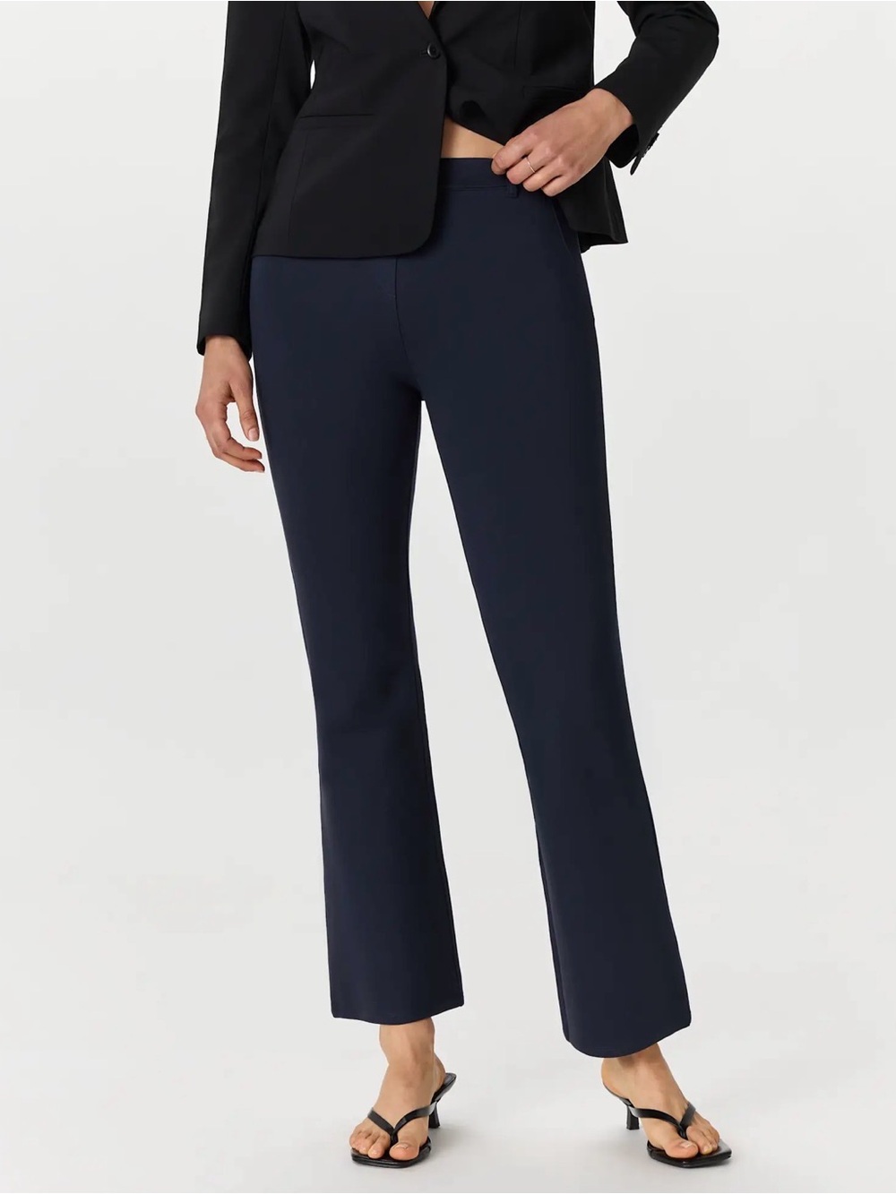 New Quince XL Navy ponte super stretch comfort pull on minimalist wide leg pant